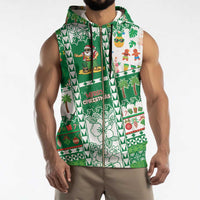 Norfolk Island Christmas Sleeveless Zip Hoodie Festive Beach Vibes - Polynesian Pride