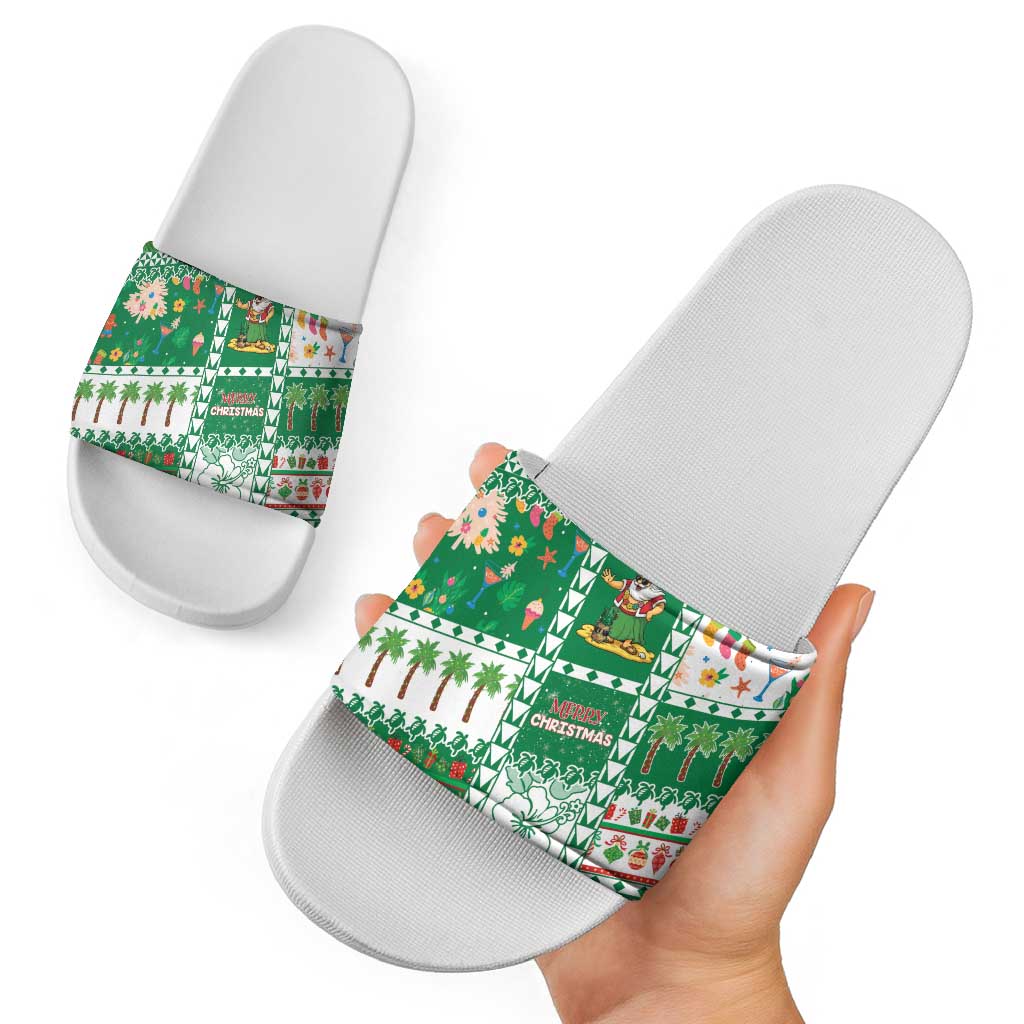 Norfolk Island Christmas Slide Sandals Festive Beach Vibes - Polynesian Pride