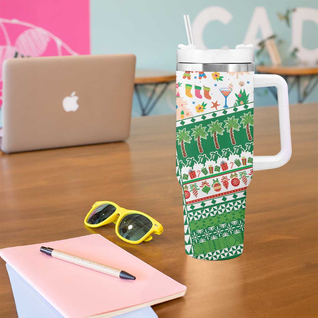 Norfolk Island Christmas Tumbler With Handle Festive Beach Vibes - Polynesian Pride