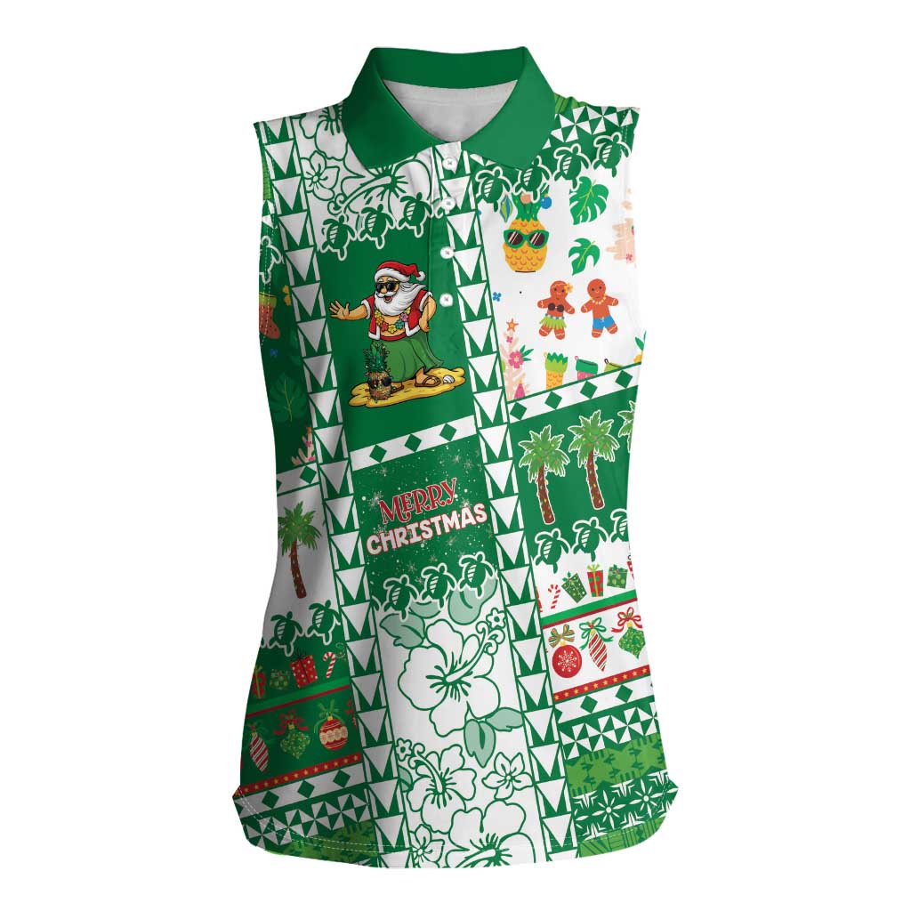 Norfolk Island Christmas Women Sleeveless Polo Shirt Festive Beach Vibes - Polynesian Pride