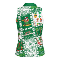 Norfolk Island Christmas Women Sleeveless Polo Shirt Festive Beach Vibes - Polynesian Pride