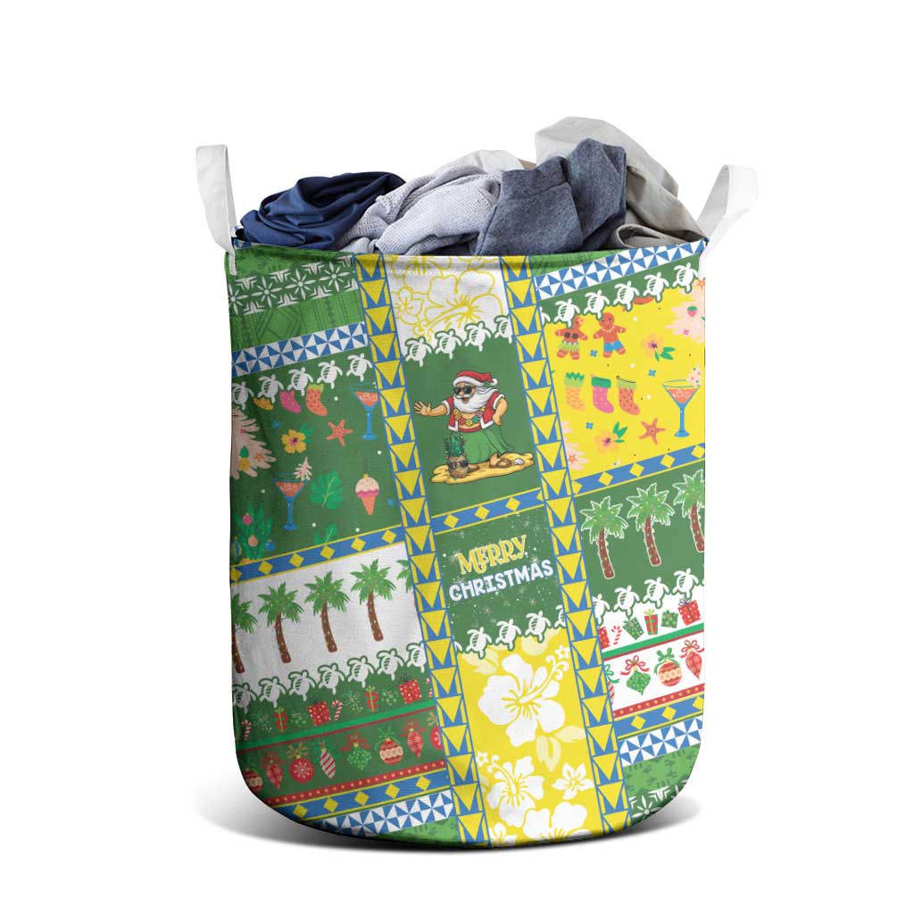 Pitcairn Islands Christmas Laundry Basket Festive Beach Vibes - Polynesian Pride