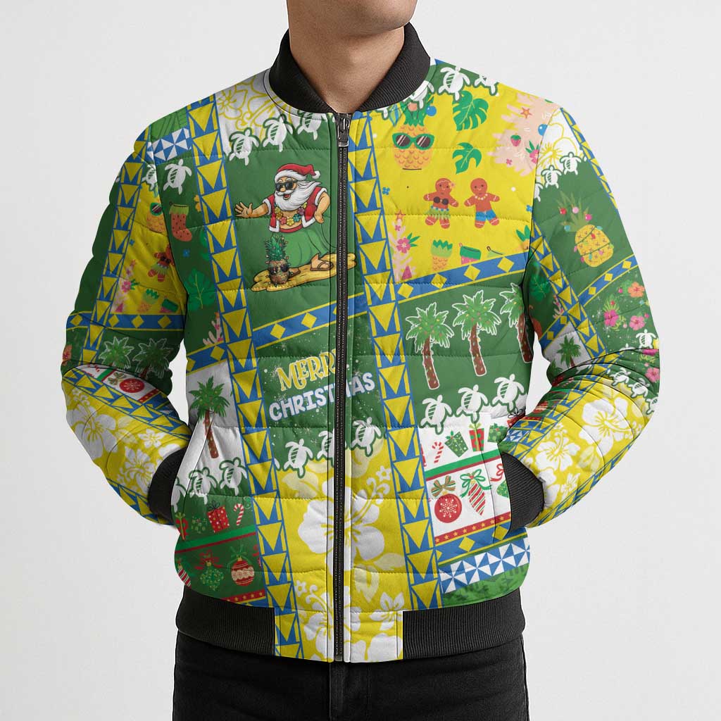 Pitcairn Islands Christmas Bomber Puffer Jacket Festive Beach Vibes - Polynesian Pride