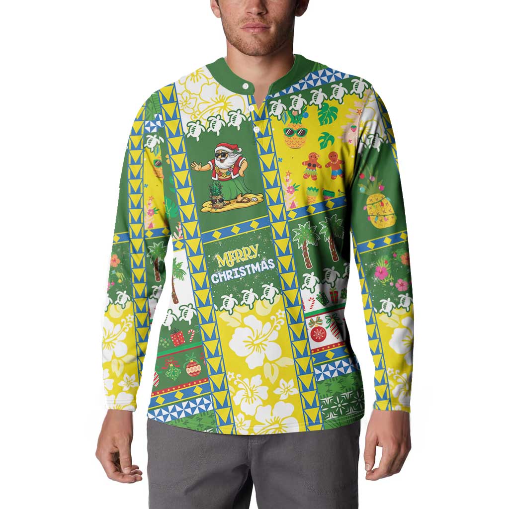 Pitcairn Islands Christmas Button Sweatshirt Festive Beach Vibes - Polynesian Pride