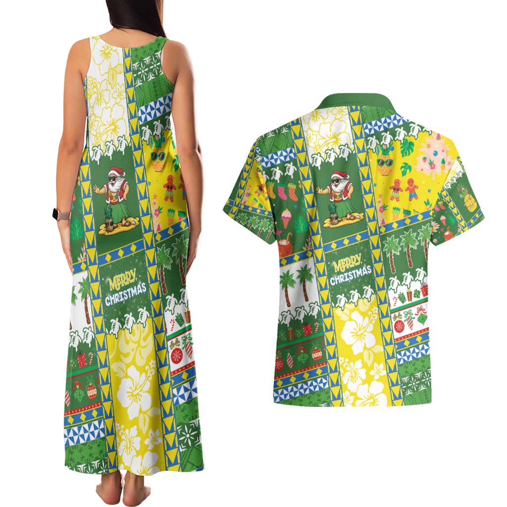 Pitcairn Islands Christmas Couples Matching Tank Maxi Dress and Hawaiian Shirt Festive Beach Vibes - Polynesian Pride