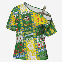 Pitcairn Islands Christmas Cross Shoulder Shirt Festive Beach Vibes - Polynesian Pride