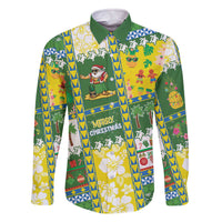 Pitcairn Islands Christmas Family Matching Off The Shoulder Long Sleeve Dress and Hawaiian Shirt Festive Beach Vibes - Polynesian Pride