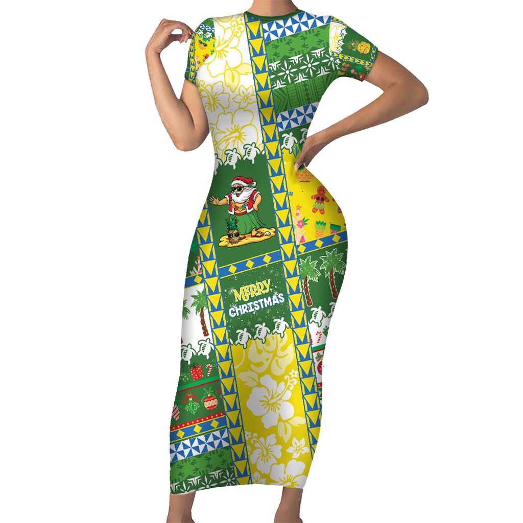Pitcairn Islands Christmas Family Matching Short Sleeve Bodycon Dress and Hawaiian Shirt Festive Beach Vibes - Polynesian Pride