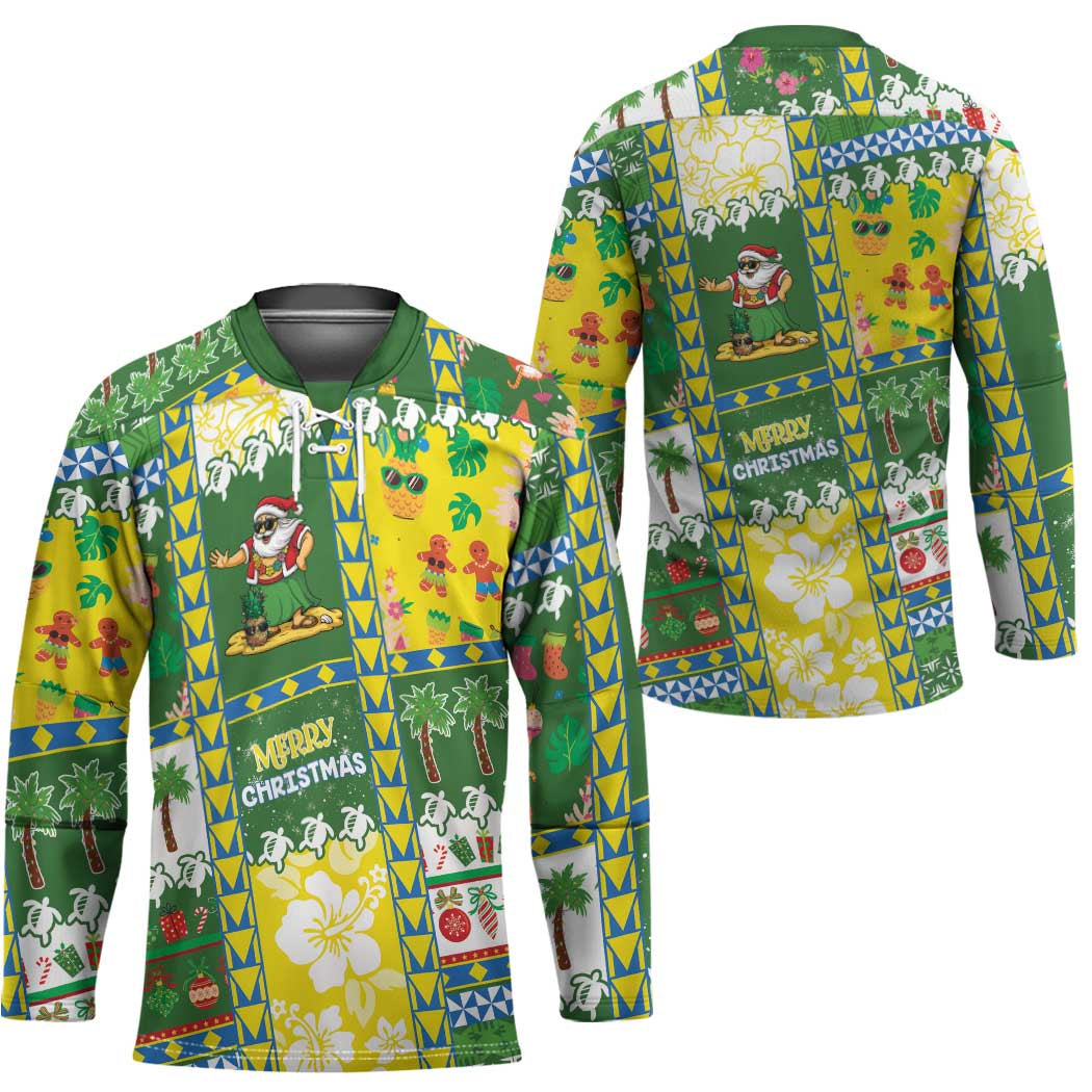 Pitcairn Islands Christmas Hockey Jersey Festive Beach Vibes - Polynesian Pride
