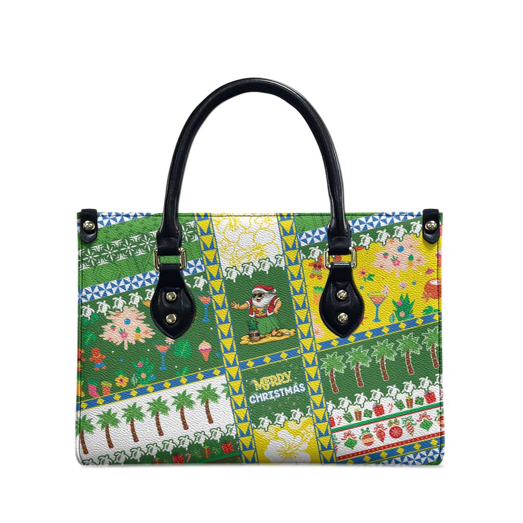 Pitcairn Islands Christmas Leather Bag Festive Beach Vibes - Polynesian Pride
