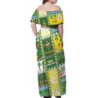 Pitcairn Islands Christmas Off Shoulder Maxi Dress Festive Beach Vibes - Polynesian Pride