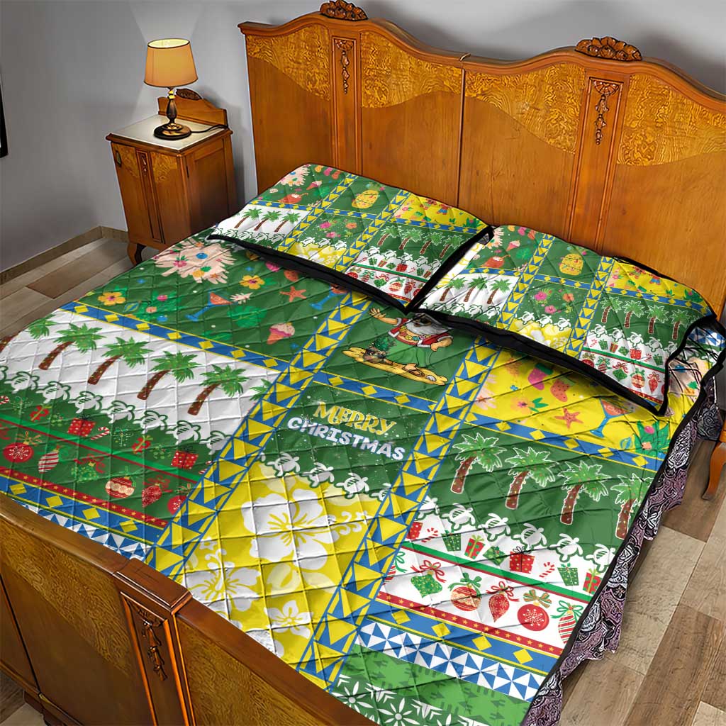 Pitcairn Islands Christmas Quilt Bed Set Festive Beach Vibes - Polynesian Pride