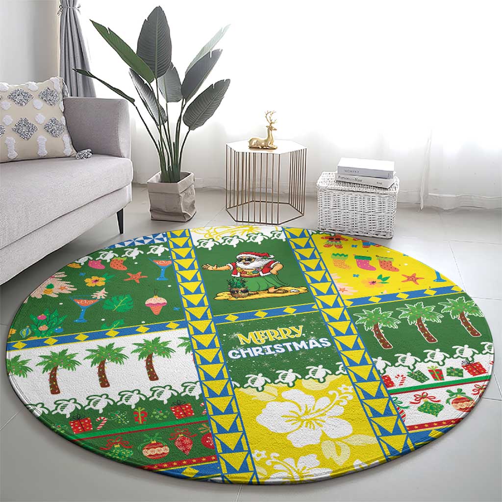 Pitcairn Islands Christmas Round Carpet Festive Beach Vibes - Polynesian Pride