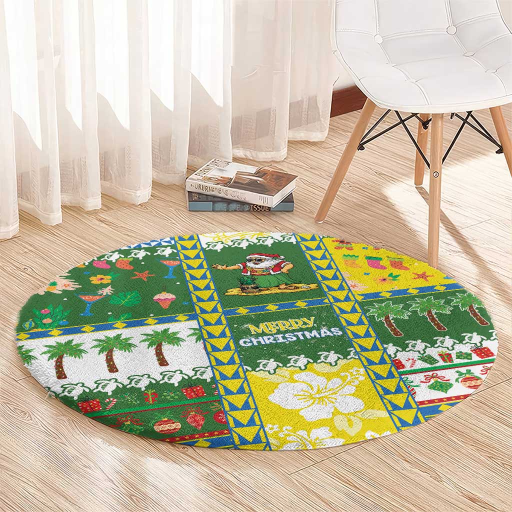 Pitcairn Islands Christmas Round Carpet Festive Beach Vibes - Polynesian Pride