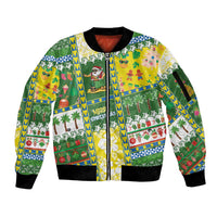 Pitcairn Islands Christmas Sleeve Zip Bomber Jacket Festive Beach Vibes - Polynesian Pride