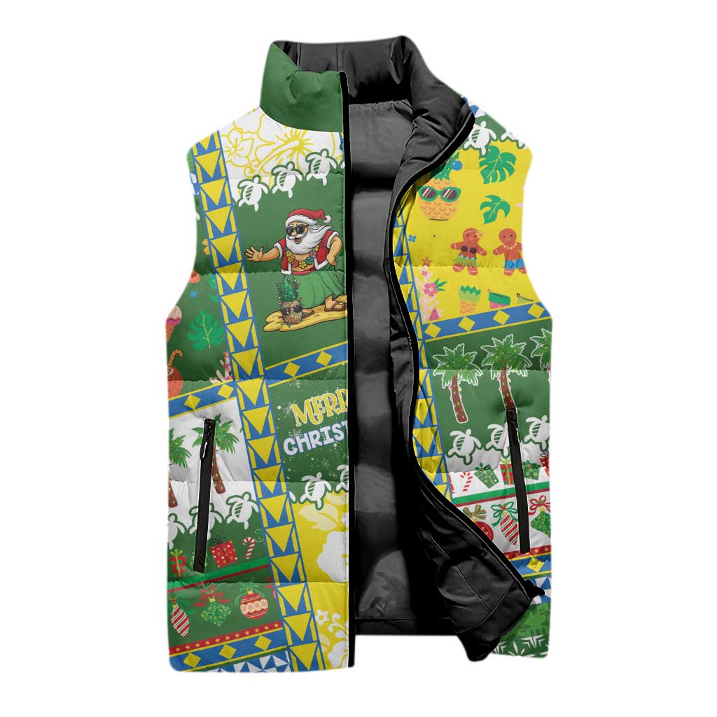 Pitcairn Islands Christmas Sleeveless Puffer Jacket Festive Beach Vibes - Polynesian Pride