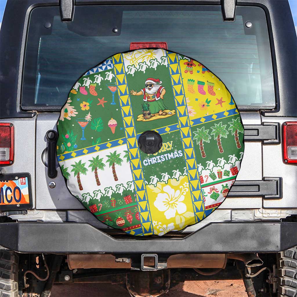 Pitcairn Islands Christmas Spare Tire Cover Festive Beach Vibes - Polynesian Pride