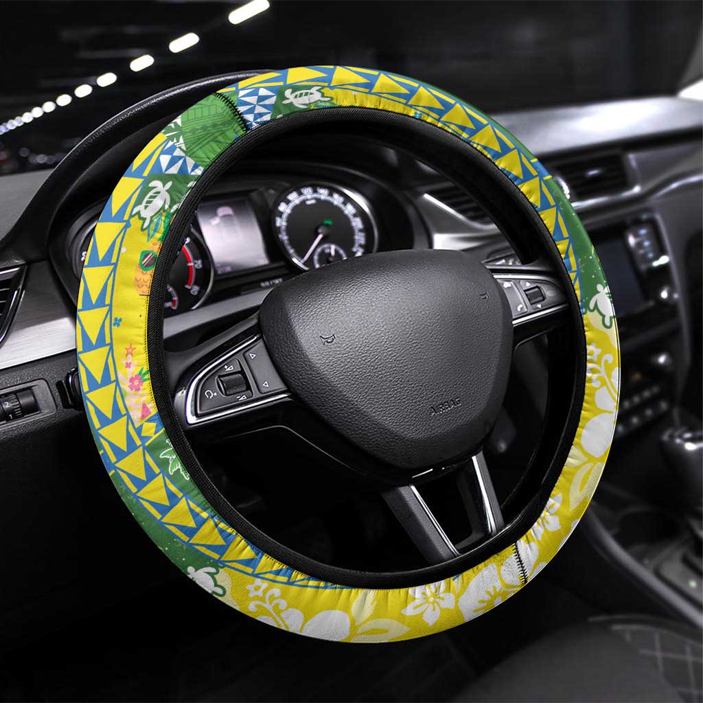 Pitcairn Islands Christmas Steering Wheel Cover Festive Beach Vibes - Polynesian Pride