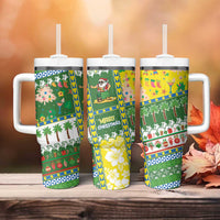 Pitcairn Islands Christmas Tumbler With Handle Festive Beach Vibes - Polynesian Pride