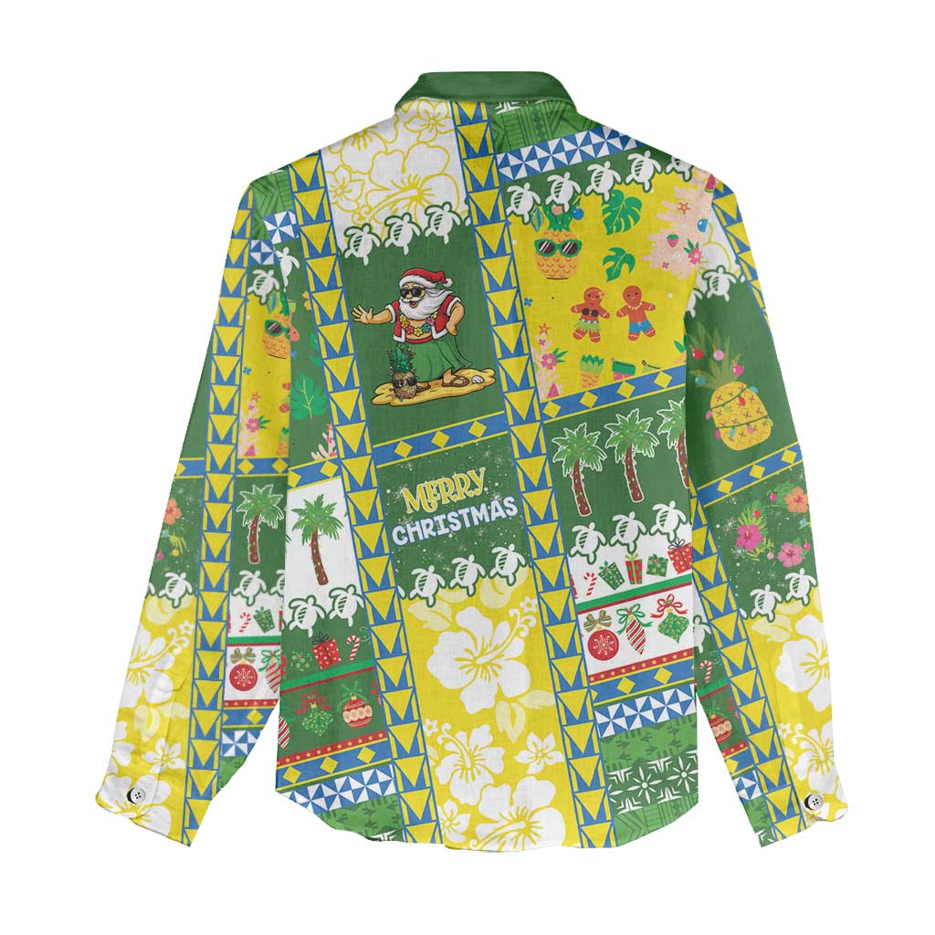Pitcairn Islands Christmas Women Casual Shirt Festive Beach Vibes - Polynesian Pride
