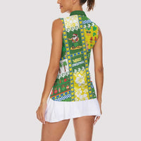 Pitcairn Islands Christmas Women Sleeveless Polo Shirt Festive Beach Vibes - Polynesian Pride