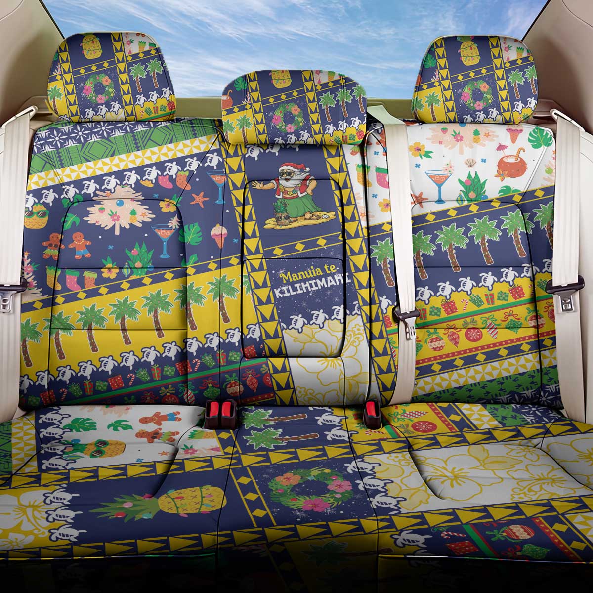Tokelau Christmas Back Car Seat Cover Festive Beach Vibes - Polynesian Pride