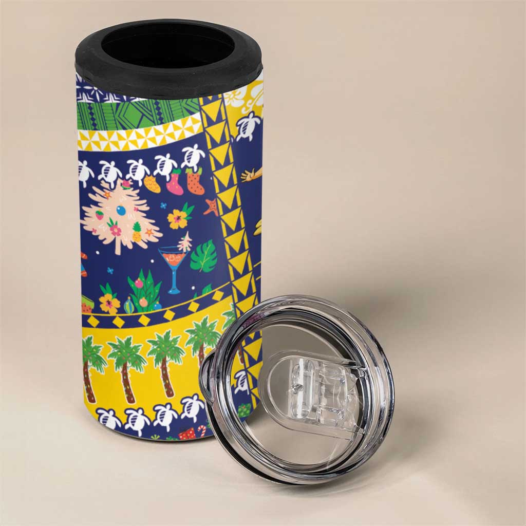 Tokelau Christmas 4 in 1 Can Cooler Tumbler Festive Beach Vibes - Polynesian Pride