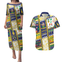 Tokelau Christmas Couples Matching Puletasi and Hawaiian Shirt Festive Beach Vibes - Polynesian Pride