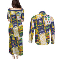 Tokelau Christmas Couples Matching Puletasi and Long Sleeve Button Shirt Festive Beach Vibes - Polynesian Pride