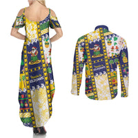 Tokelau Christmas Couples Matching Summer Maxi Dress and Long Sleeve Button Shirt Festive Beach Vibes - Polynesian Pride