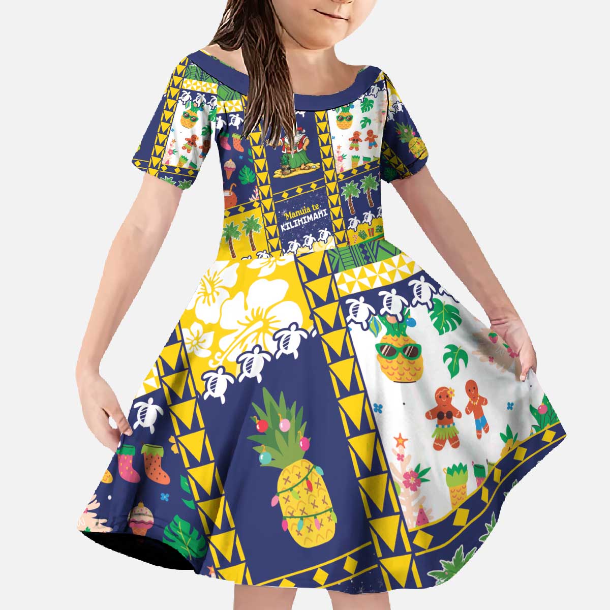 Tokelau Christmas Family Matching Off The Shoulder Long Sleeve Dress and Hawaiian Shirt Festive Beach Vibes - Polynesian Pride