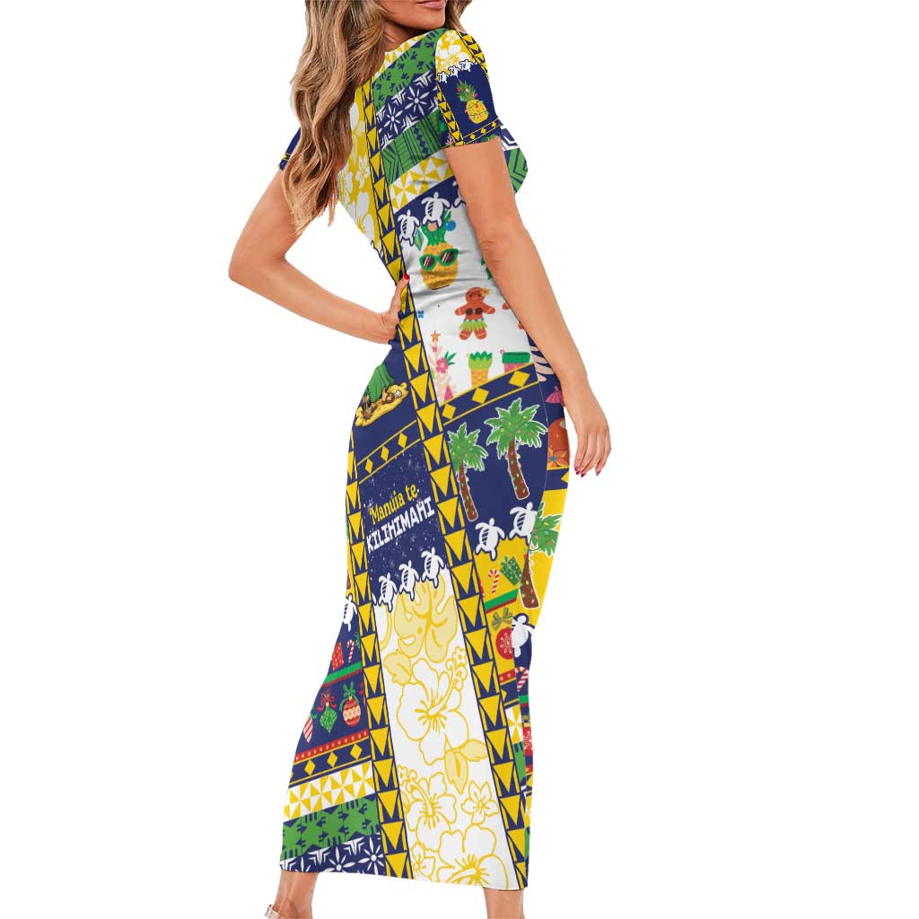 Tokelau Christmas Family Matching Short Sleeve Bodycon Dress and Hawaiian Shirt Festive Beach Vibes - Polynesian Pride
