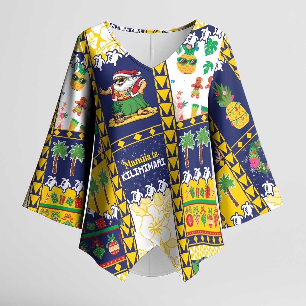 Tokelau Christmas Kimono Sleeve Blouse Festive Beach Vibes - Polynesian Pride