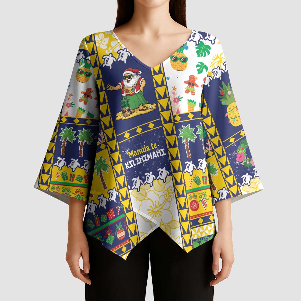 Tokelau Christmas Kimono Sleeve Blouse Festive Beach Vibes - Polynesian Pride