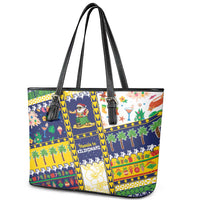 Tokelau Christmas Leather Tote Bag Festive Beach Vibes - Polynesian Pride
