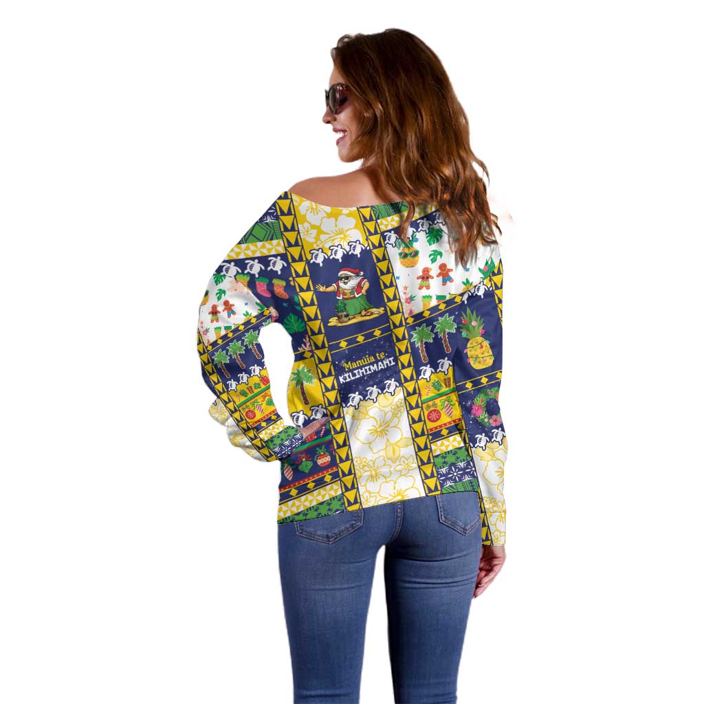 Tokelau Christmas Off Shoulder Sweater Festive Beach Vibes - Polynesian Pride