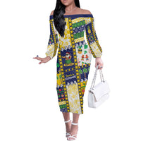 Tokelau Christmas Off The Shoulder Long Sleeve Dress Festive Beach Vibes - Polynesian Pride