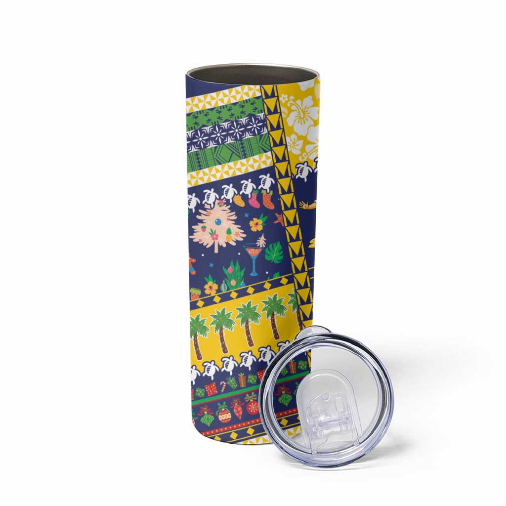 Tokelau Christmas Skinny Tumbler Festive Beach Vibes - Polynesian Pride