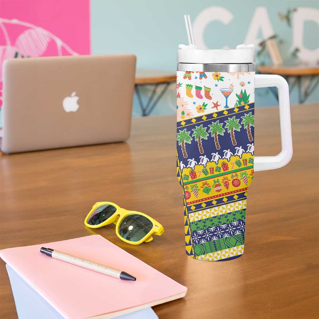 Tokelau Christmas Tumbler With Handle Festive Beach Vibes - Polynesian Pride