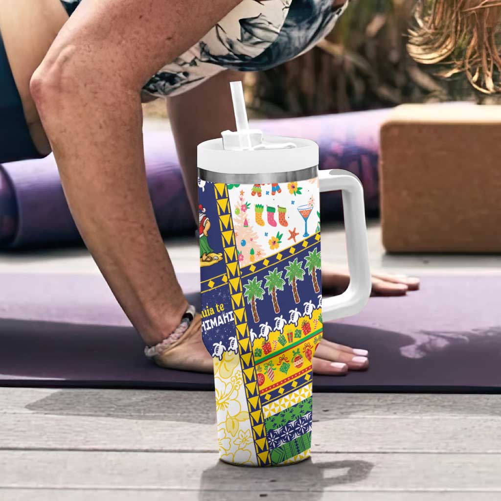Tokelau Christmas Tumbler With Handle Festive Beach Vibes - Polynesian Pride