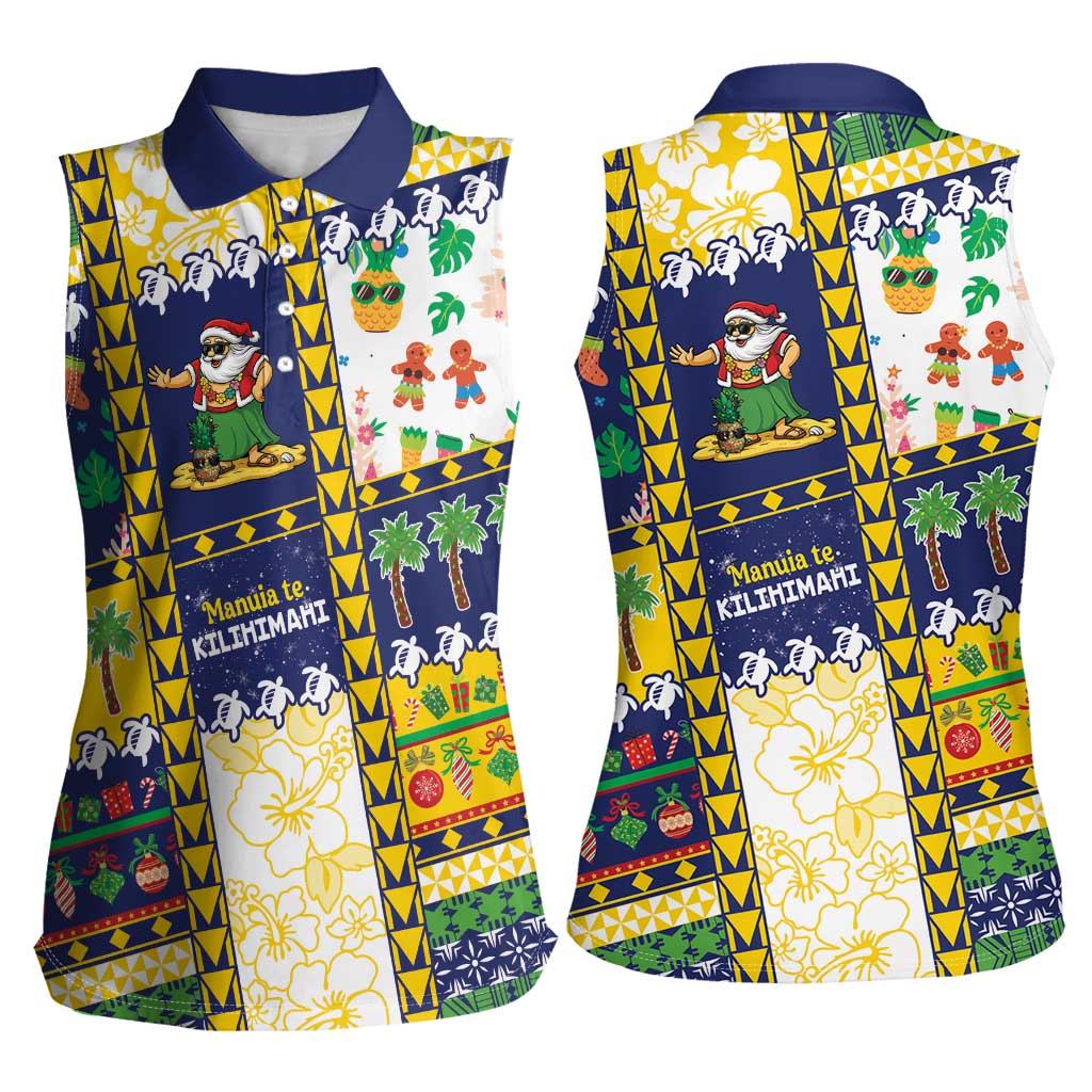 Tokelau Christmas Women Sleeveless Polo Shirt Festive Beach Vibes - Polynesian Pride