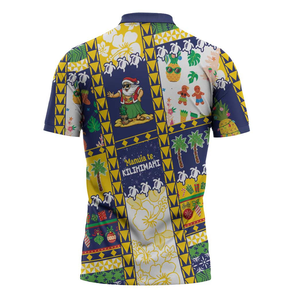 Tokelau Christmas Zipper Polo Shirt Festive Beach Vibes - Polynesian Pride