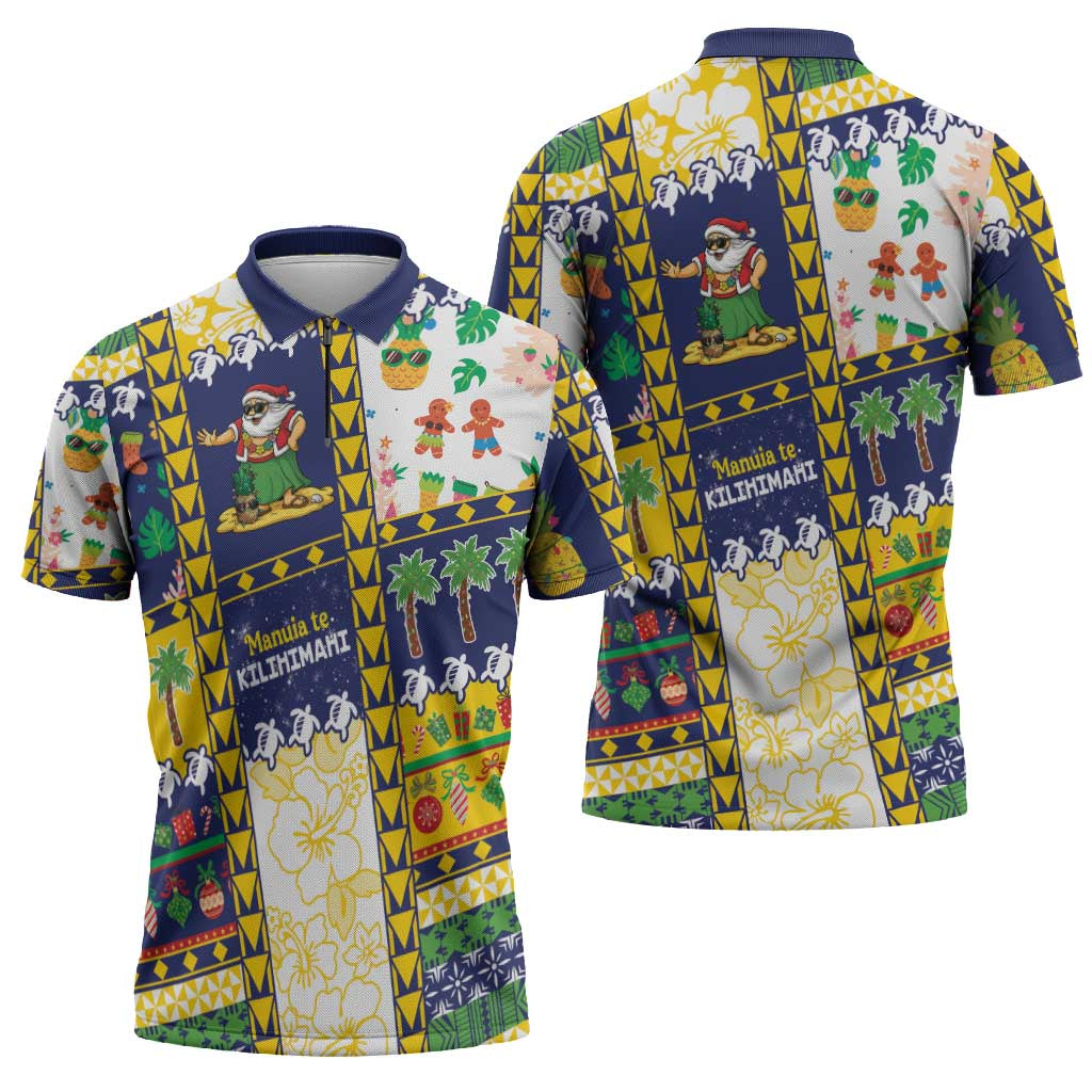Tokelau Christmas Zipper Polo Shirt Festive Beach Vibes - Polynesian Pride
