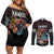 Hawaii Ikaika Couples Matching Off Shoulder Short Dress and Long Sleeve Button Shirt Hawaiian Mythic Koa Tribal Warrior