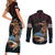 Hawaii Ikaika Couples Matching Short Sleeve Bodycon Dress and Long Sleeve Button Shirt Hawaiian Mythic Koa Tribal Warrior