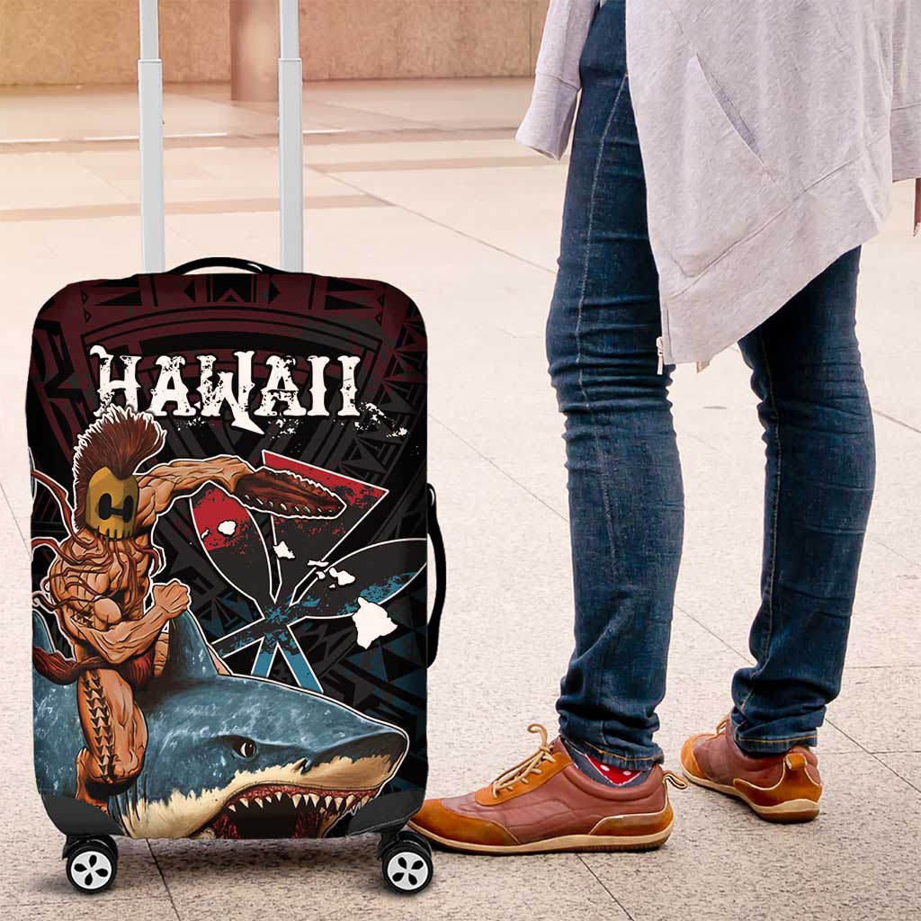 Hawaii Ikaika Luggage Cover Hawaiian Mythic Koa Tribal Warrior