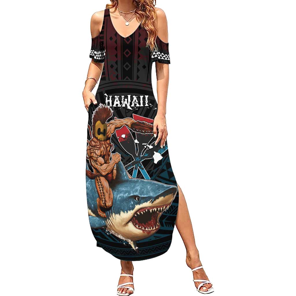 Hawaii Ikaika Summer Maxi Dress Hawaiian Mythic Koa Tribal Warrior