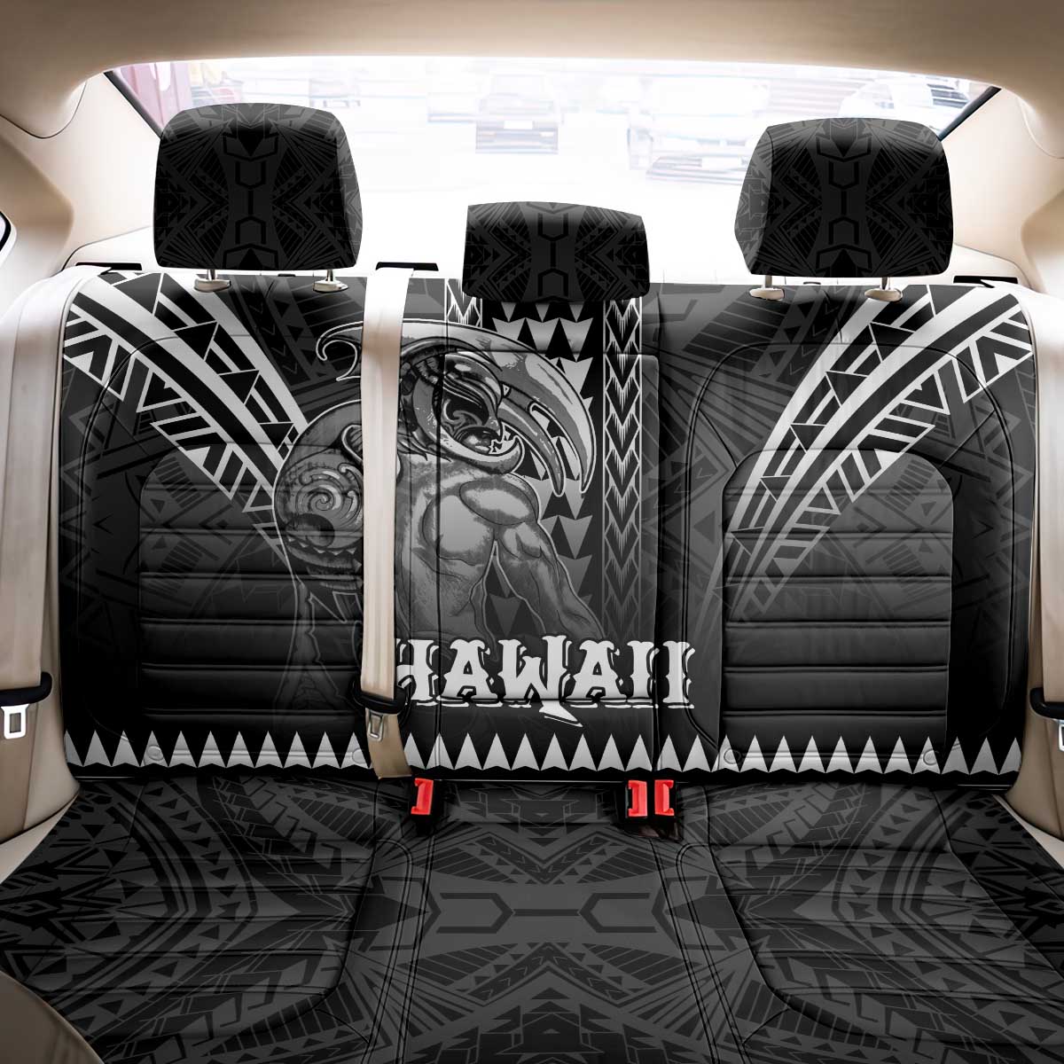 Hawaiian Ikaika Warrior Back Car Seat Cover Tribal Pattern