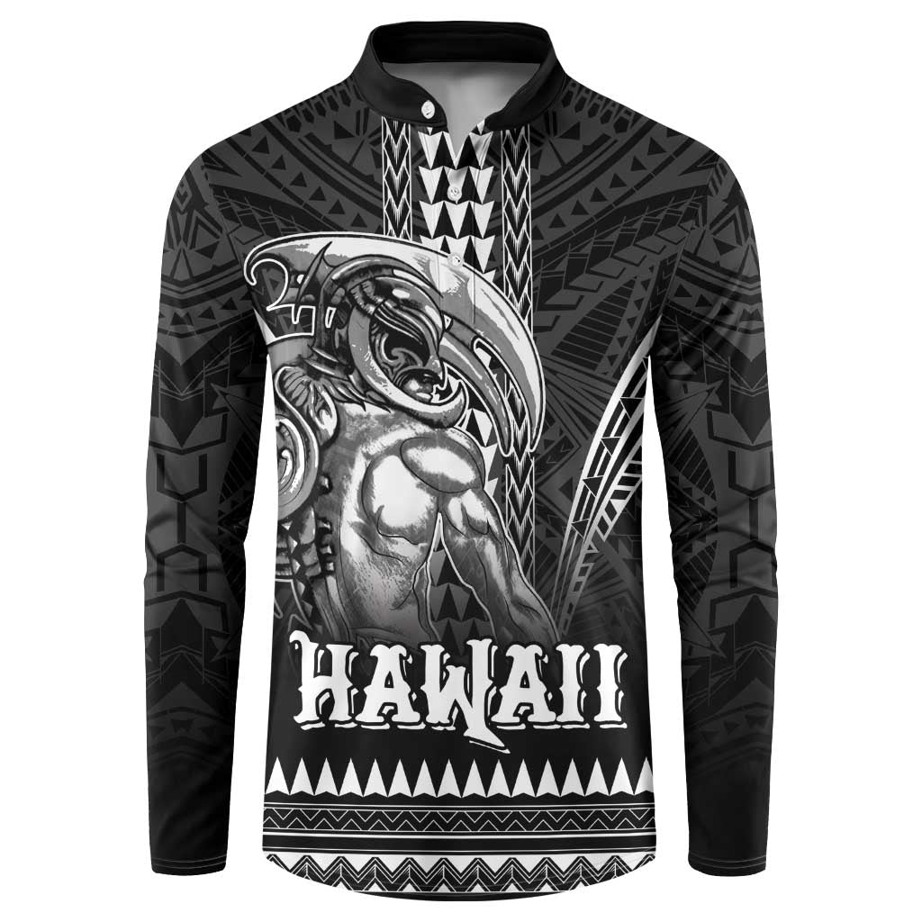 Hawaiian Ikaika Warrior Button Sweatshirt Tribal Pattern