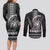 Hawaiian Ikaika Warrior Couples Matching Long Sleeve Bodycon Dress and Long Sleeve Button Shirt Tribal Pattern